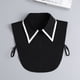 thumbnail image 2 of Blusa con cuello clásico negro para mujer, encaje falso, desmontable, 2 of 2