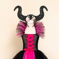 thumbnail image 5 of IBTOM CASTLE Kids Girls Witch Costume Handmade Knitted Tulle Dress with Horns Headband Halloween Carnival Cosplay Dress up Outfits 10-12 Years Hot Pink, 5 of 8