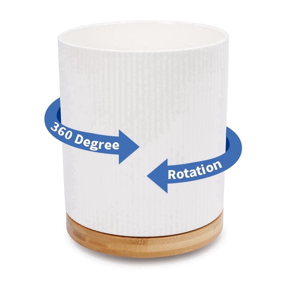 KSENDALO   360° Rotating Large  Ceramic Utensil Holder(7.76" Tall ) for  Spatulas, Ladles, Tongs, Baking Tools for Kitchen Counter, Cream White