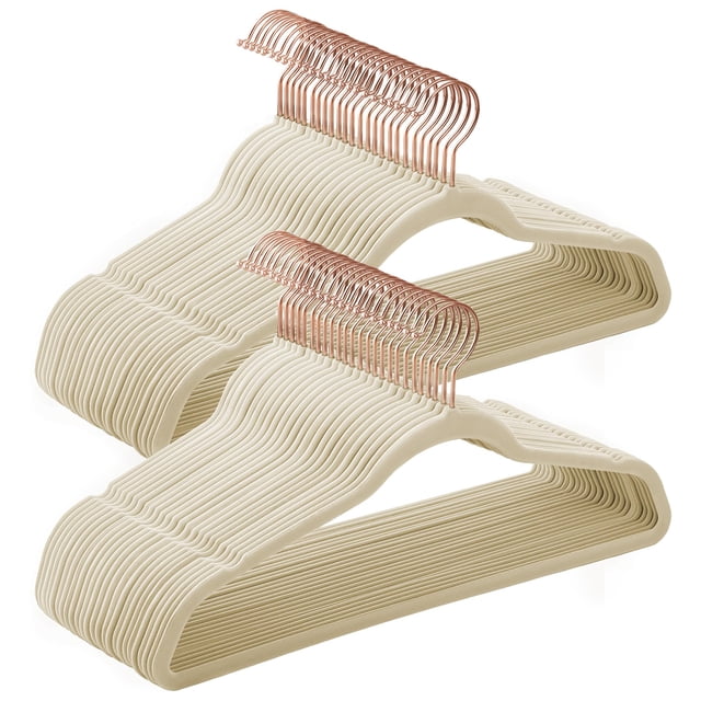 Perchas de Ropa SONGMICS Slim de Terciopelo Paquete de 50 Beige Arena