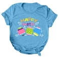 thumbnail image 2 of Daisyyozoid Chandail en Molleton Drôle de Pâques pour Femmes Décontracté Ample Col Rond Manches Courtes Imprimé Lettre Blouse T-shirt, 2 of 4