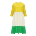 thumbnail image 5 of biudgviw Plus Size Dresses for Women Casual Color Block Midi Dress Fall Flowy 3/4 Sleeve Round Neck T-Shirts Dress, 5 of 6