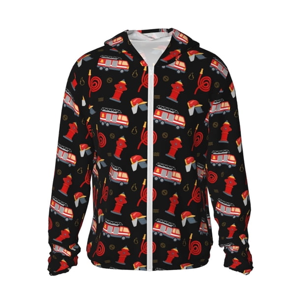 Fotbe Fire Fighting Chaqueta con Protección Solar UPF 50+ para Hombre y Mujer, Camisa con Capucha y Bolsillos-Small