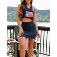 thumbnail image 6 of Michellecmm Women's 2 Piece Outfits Sweater Set Freedom Flag Print V-Neck Crop Knit Tank Tops Mini Skirts Clothes Set, 6 of 9