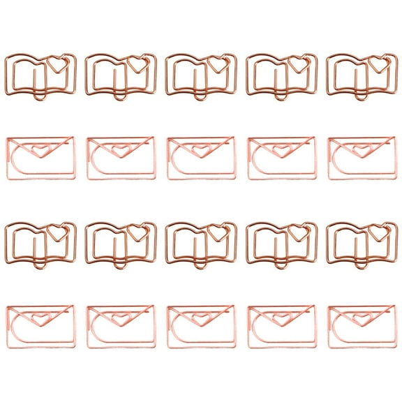20Pcs Letter Shape Paper Clips Book Shaped Paper Clips Practical Paper Clips Convenient Paper Clips