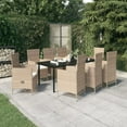 thumbnail image 1 of vidaXL 9 Piece Garden Dining Set with Cushions Beige, 1 of 5