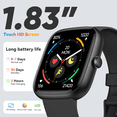 thumbnail image 3 of Smart Watches for Men Women (Answer/Make Calls), 1.83" Touchscreen Fitness Watch with 110+ Sport Modes, Fitness Tracker, IP68 Waterproof Smartwatch for Android iOS Black, 3 of 8