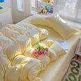 thumbnail image 2 of Juego de cama de color sólido de estilo INS de alta calidad, ropa de cama de algodón lavado, funda de edredón amarilla, sábana plana, funda de almohada, ropa de cama para niñas, 2 of 5