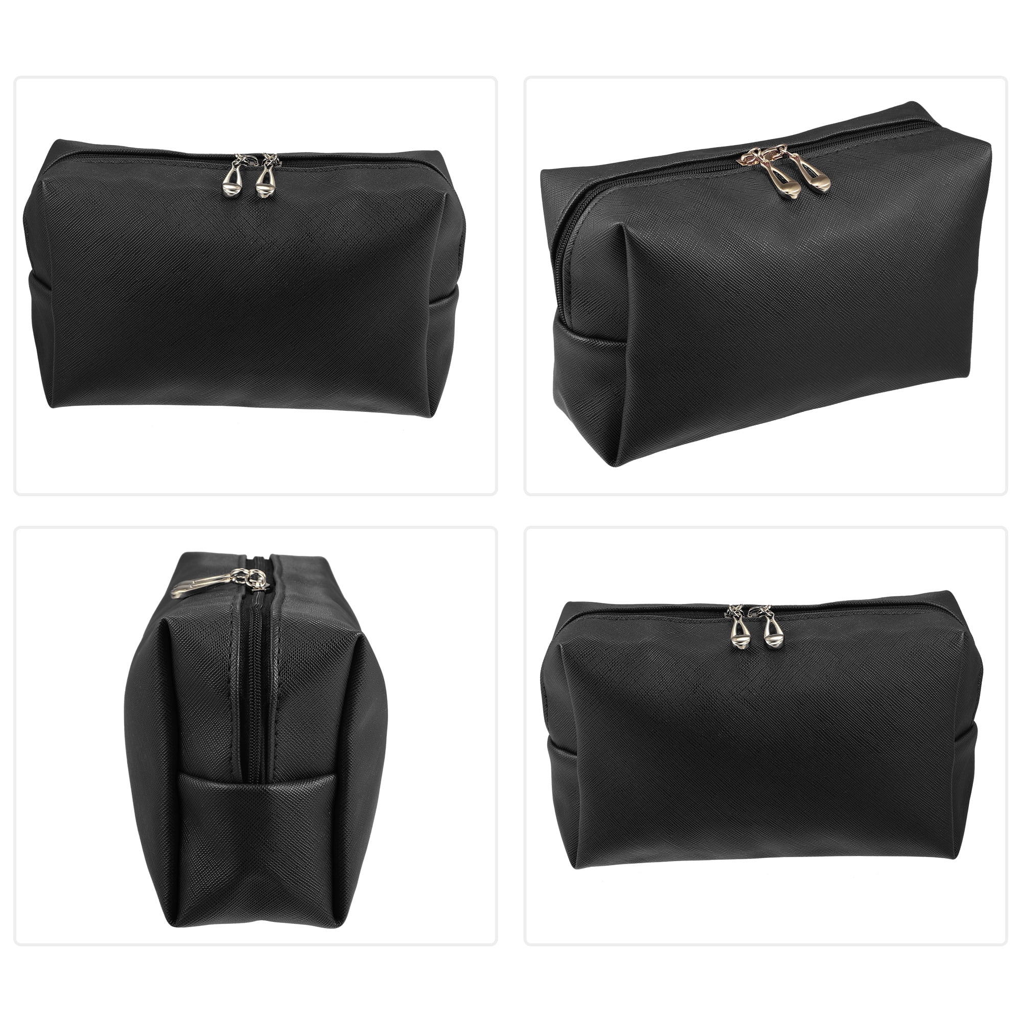 Unique Bargains Floral Makeup Bag Zipper Flower Cosmetic Pouch Black