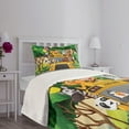 thumbnail image 3 of Ambesonne Zoo Quilted Bedspread Set 2 Pcs, Animals Balloons Bus Travel, Twin Size, Multicolor, 3 of 5