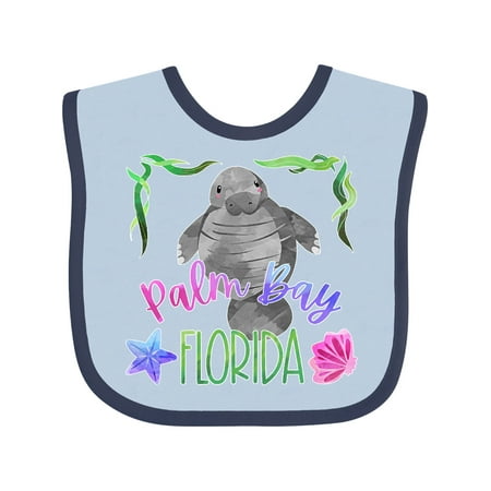 

Inktastic Palm Bay Florida Cute Swimming Manatee Gift Baby Boy or Baby Girl Bib