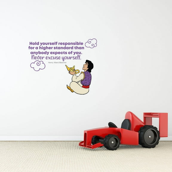 Never Excuse Aladdin Life Quote Cartoon Quotes Decors Wall Sticker Art Design Decal for Girls Boys Kids Room Bedroom Nursery Kindergarten Home Decor Stickers Wall Art Vinyl Decoration (18x20 inch)