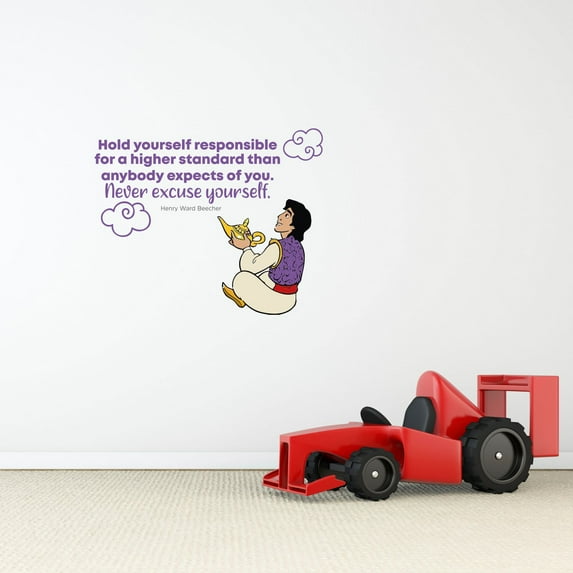 Never Excuse Aladdin Life Quote Cartoon Quotes Decors Wall Sticker Art Design Decal for Girls Boys Kids Room Bedroom Nursery Kindergarten Home Decor Stickers Wall Art Vinyl Decoration (18x20 inch)