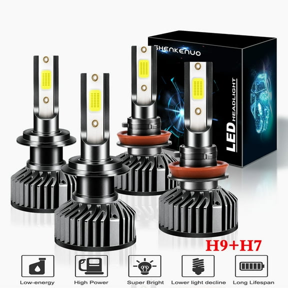 For Volvo S60 2014-2018 LED Headlight Bulbs,H9 High beam and H7 Low Beam,Pack of 4