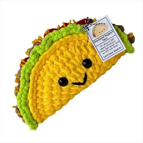 Muñeco de Ganchillo Pequeño Apoyo Emocional Crochet Mini Taco Muñeco de Ganchillo Taco Peluche Animar Juguete Muñeca de Punto