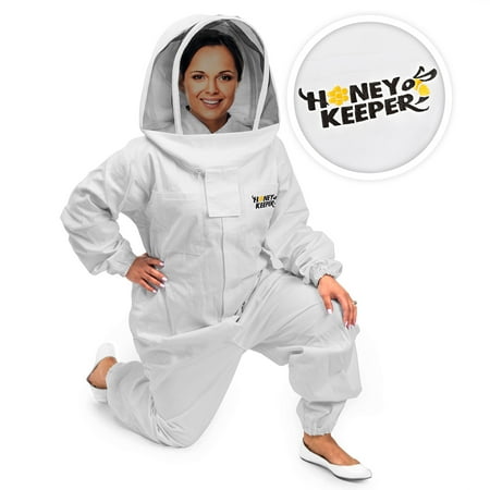 Honey Keeper Professional Cotton Full Body Beekeeping Suit with Self Supporting Veil Hood