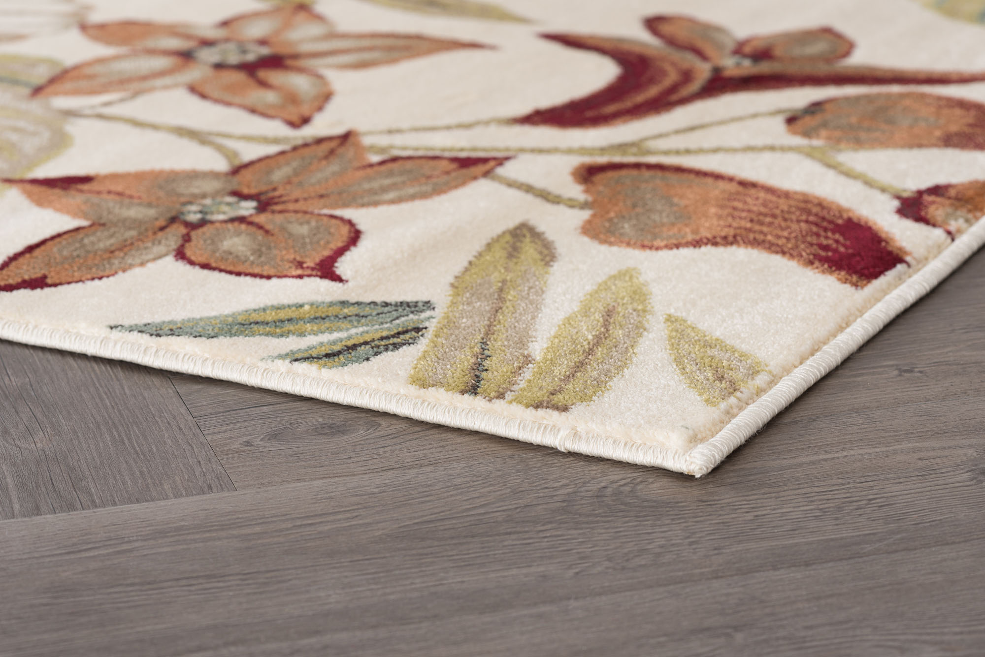 Transitional 5x8 Area Rug (5'3'' x 7'3'') Floral Ivory, Citron Green Living Room Easy to Clean