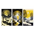 thumbnail image 2 of Designart "Winter Trees and Snowy Mountain River I" Landscape Forest Wall Art Set Of 3 - Forest Yellow Gallery Set For Office Decor, 2 of 6