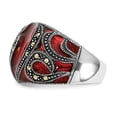 thumbnail image 3 of Sterling Silver Polished & Antiqued Marcasite & Red Epoxy Heart Ring, 3 of 5