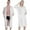 White, variant on Robes Zipper Front 3/4 Sleeve Full Length Housecoat with Pockets Loungewear For Women Men