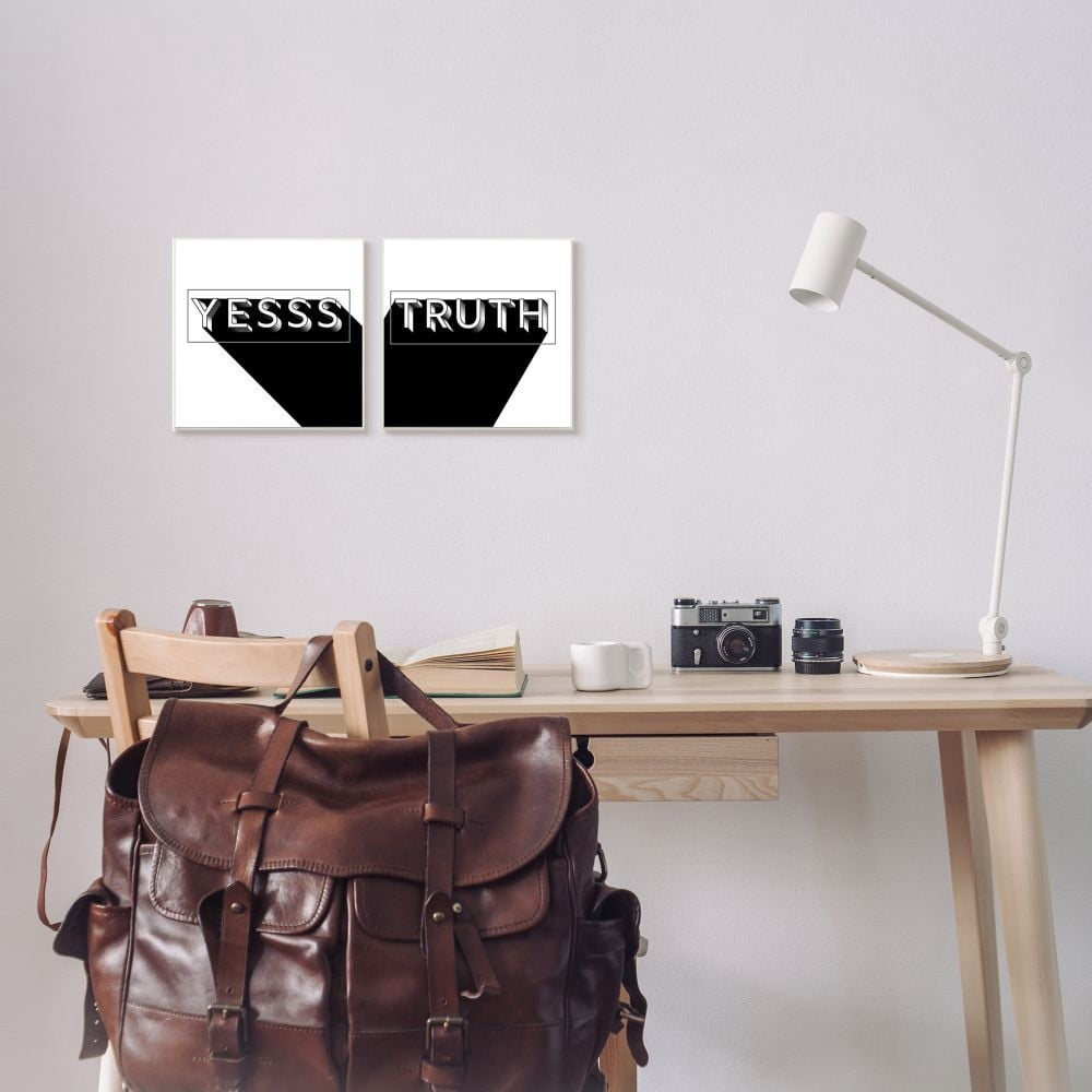 Stupell Industries Yes Truth Bold Pop Typography Black White Graphic Art Unframed Art Print Wall Art Set of 2, 12x12, by Jarman Fagalde