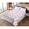 thumbnail image 4 of Ambesonne Flamingo Fitted & Flat Sheet with Shams 4 Pcs Set, Pinkish Roses and Birds, Full, Pale Fuchsia Violet and White, 4 of 5
