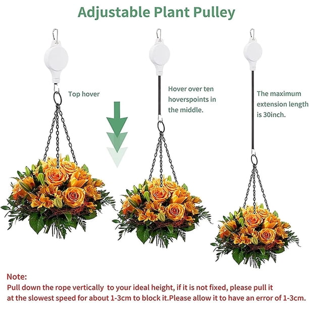 Retractable Plant Pulley, Hanging Basket Pulley, Plant Pulley Hanger, Flower Basket Hook,white Banban