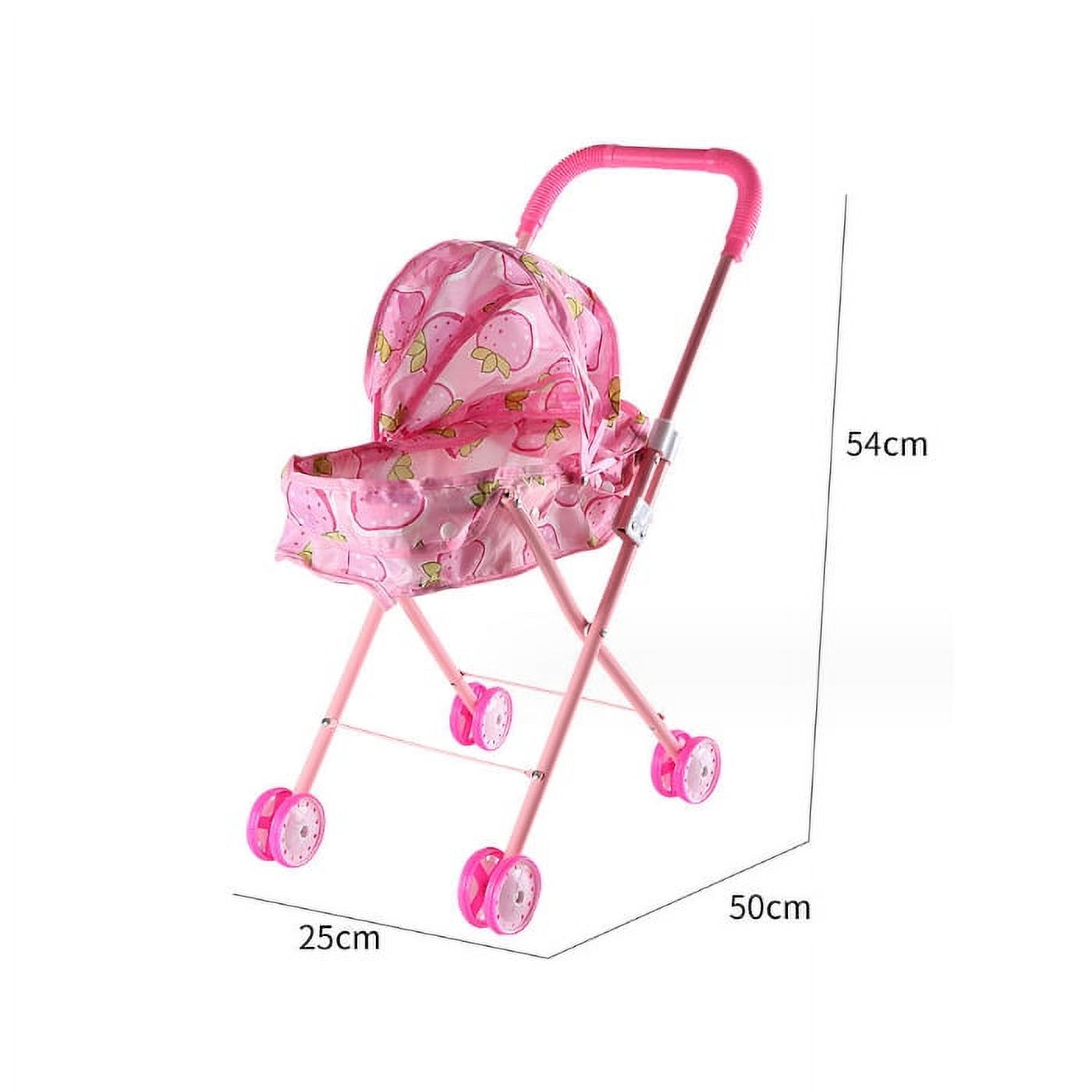 XTEILC New Reborn Dolls Doll Stroller Baby Doll Stroller for Toddlers and Kids with Doll+Bottle, Foldable Doll Stroller