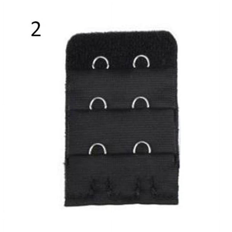 Yesbay 5pcs Breathable Women 3 Rows 2 Hooks Bra Strap Extender Soft Back Band Extension, Women's, Size: 3.2, Black