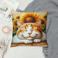 thumbnail image 2 of YANMS Spring Pillow Covers Orange Cat Sunflowers Throw Pillowcase Summer Home Sofa Bedroom Living Room Holiday Cushion Case Modern Decorations 20x20in, 2 of 5