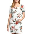 thumbnail image 2 of OGLCCG Women's Short Sleeve Maternity Dress Floral Printed Side Ruched Pregnancy Clothes for Baby Shower Casual Daily Wear Bodycon Dress, 2 of 6