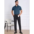 thumbnail image 2 of DARING DIVA Men's Button Down Point Collar Short Sleeve Business Dress Shirt M Dark Blue, 2 of 7