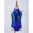 thumbnail image 3 of TTAO Girls 3Pcs Gymnastics Unitards  Kids Metallic Ballet Dance Leotard with Shorts Hair Band Outfits Royal Blue 14, 3 of 7