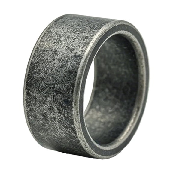 PAMTIER Mens Distressed Vintage Ring Stainless Steel Matte Patina Wide Plain Blank Band Biker Statement Daily Wear Accessory 10mm Size 6
