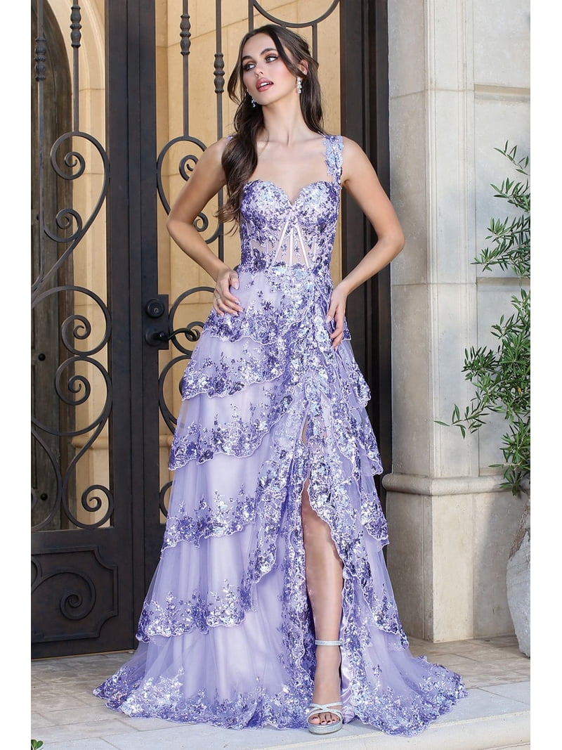 adora prom dresses Floral Print Long Formal Ball Gown Corset Prom Dress Adora Design 3397 Blue Multi / 6