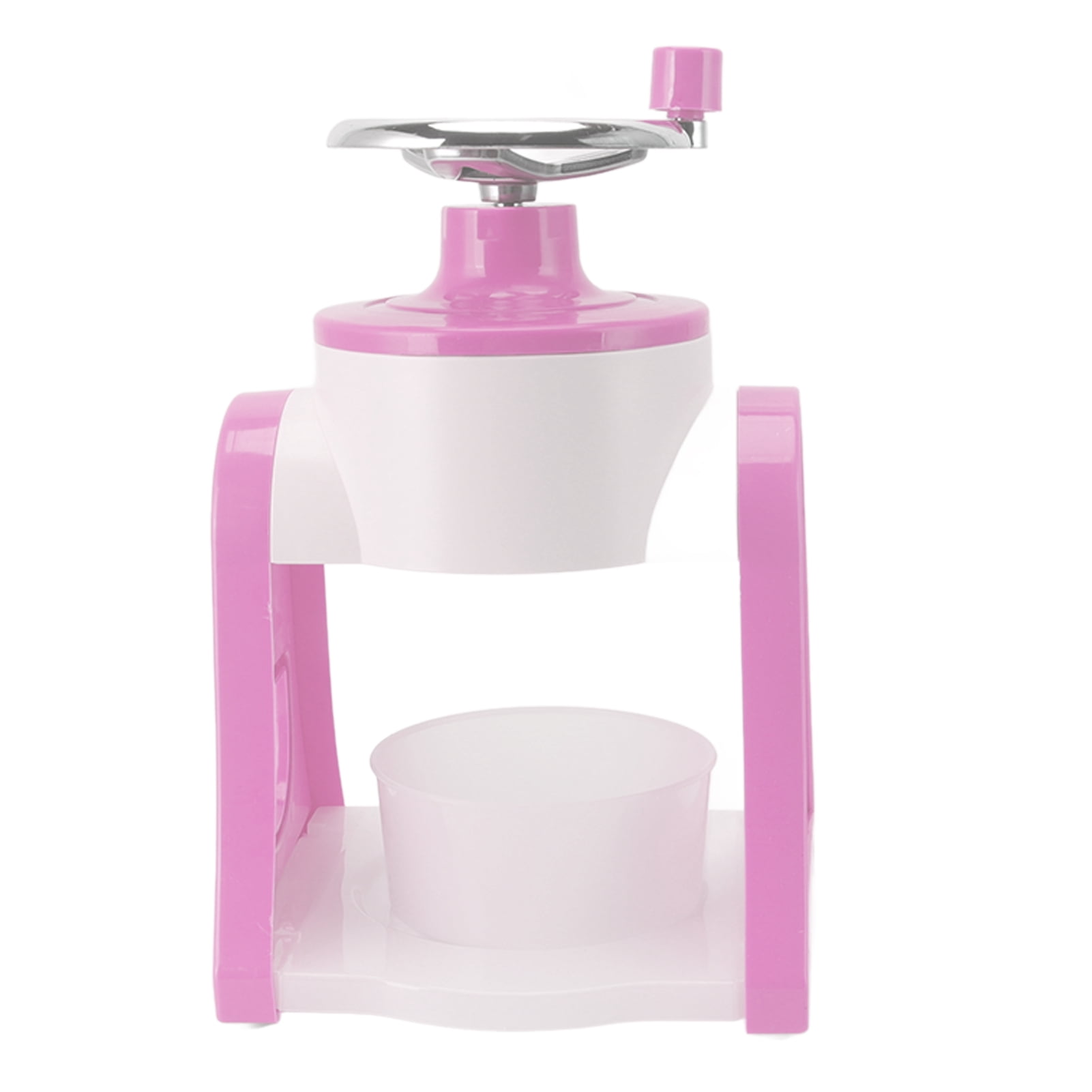 M Buder Hand Crank Shaved Ice Machine Stainless Steel Blades Portable Snow Cone Maker for Home Pink 11.2 inches / 28.5 cm