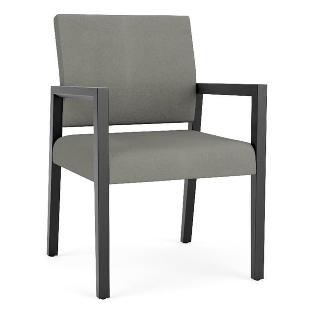 Pemberly Row Waiting Reception Guest Chair Wood Frame in Gray