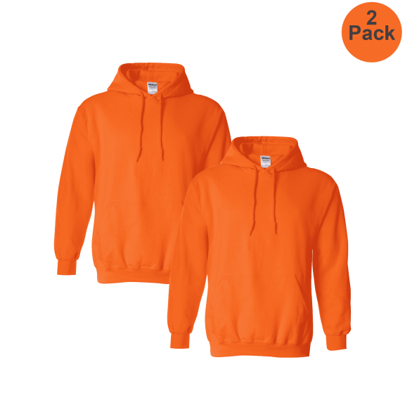 Gildan Men's Hi-Vis Pocket Hoodie, Moisture-Wicking Hooded Sweatshirt, Safety Orange, 2-Pack, M