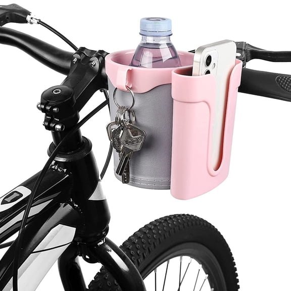 Vruelia Bicycle Drink Holder Bicycle Cup Holder with Phone Mount Universal Non-slip Drink Holder for Bikes Scooters More 3-in-1 Design Holds Water Bottles