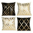 thumbnail image 1 of KDJ Set of 4 Gold Foil Pillow Covers 18x18 Inch Black and Gold Home Decorative Square Pillowcases for Sofa Bed Living Room, 1 of 9