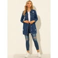 thumbnail image 3 of Allegra K Chaqueta De Mezclilla Casual Rasgada De Manga Larga Desgastada Para Mujer Azul S, 3 of 6
