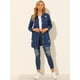 thumbnail image 3 of Allegra K Chaqueta De Mezclilla Casual Rasgada De Manga Larga Desgastada Para Mujer Azul S, 3 of 6