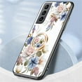 thumbnail image 4 of Dteck for Samaung Galaxy S21 Case 6.2" 2021, TPU Flexible Border with Ring Kickstand and Glass Protector Case for Samaung Galaxy S21 Girls and Women, White Flowers, 4 of 10