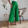 thumbnail image 5 of Cagogo Women's Plus Size Wide Leg Pants High Waisted Tie Waist Flowy Solid Casual Office Long Trousers Elegant Summer Dressy Loose Palazzo Work Beach, Green M, 5 of 6