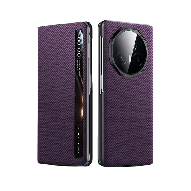 LUVCLS Funda de cuero con patrón de fibra de carbono de lujo para Honor Magic 2024 V3 Nueva