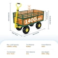 thumbnail image 5 of EastVita Heavy Duty 1400 Lbs Capacity Steel Garden Cart 3-in-1 Utility Metal Wagon with Removable Mesh Sides to Convert Into Flatbed Yard Utility Cart Outdoor Gardens Wagon for Garden Farm Lawn, 5 of 5