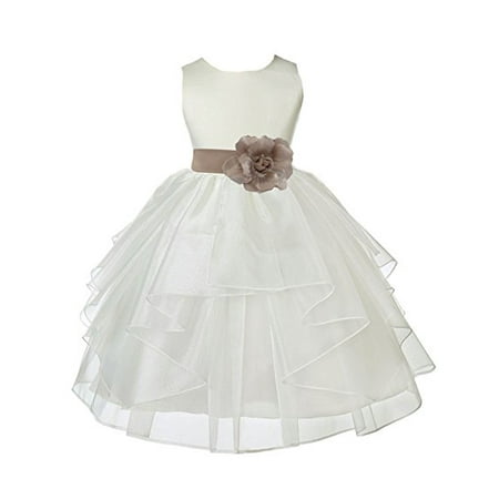 

Ekidsbridal Formal Ivory Shimmering Organza Flower Girl Dresses Wedding Pageant Special Occasions Dresses Junior Toddler Holy Baptism Communion Reception Recital Birthday Girl Party 4613T