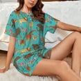 thumbnail image 4 of Wukai Cute Animals Women's Pajama Set,Short-Sleeve Top and Shorts with Elastic Waistband and Pockets for Loungewear, Yoga, and Casual Wear-Medium, 4 of 8