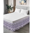 thumbnail image 4 of Northern Europe Bed Skirt King Size 18" Drop Purple Geometric Wave Stripes Ruffled Wrap Around Bed Skirts Adjustable Elastic Bedskirt Dust Ruffle for King Size Bed, 4 of 7