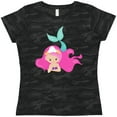 thumbnail image 3 of Inktastic Cute Mermaid, Pink Hair, Green Tail Women's T-Shirt, 3 of 5